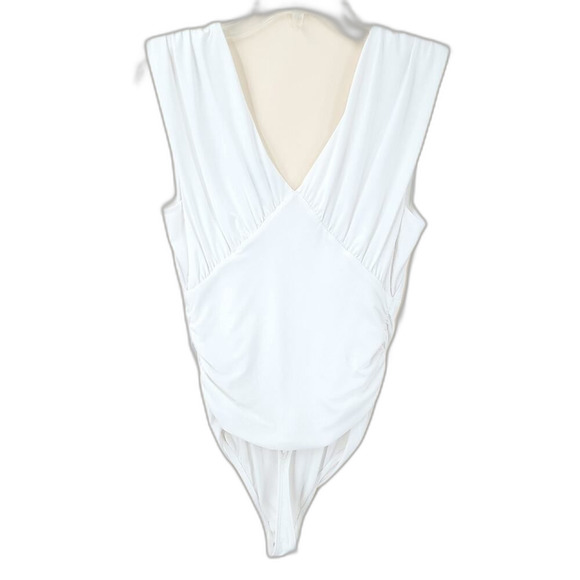 Express White V-Neck Sculpt Bodysuit Small - Picture 2 of 8